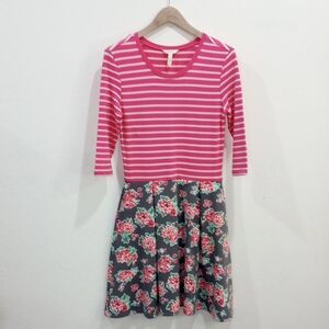 Matilda Jane Vault Dress Pink Striped Floral Skirt Dress, Size S